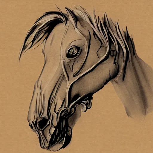 Image similar to a skeleton horse,digital sketch