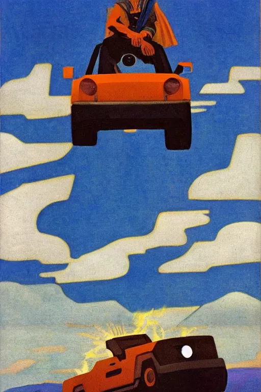 Image similar to thor with hummer, marvel, artwork by nicholas roerich,