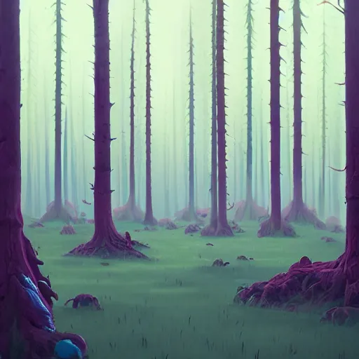 Image similar to A magical forest by Simon Stålenhag
