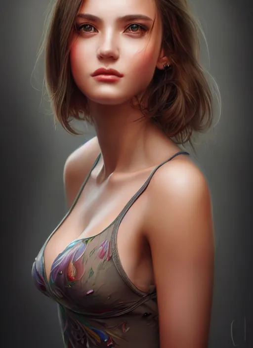 Image similar to photo of a gorgeous young woman in the style of stefan kostic, realistic, sharp focus, 8k high definition, insanely detailed, intricate, elegant, art by stanley lau and artgerm