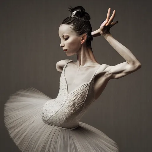 Image similar to full body pose, hyperrealistic photograph of stunning ballerina, dim volumetric lighting, 8 k, octane beautifully detailed render, extremely hyper detailed, intricate, epic composition, cinematic lighting, masterpiece, trending on artstation, very very detailed, stunning, hdr, smooth, sharp focus, high resolution, award, winning photo, dslr, 5 0 mm