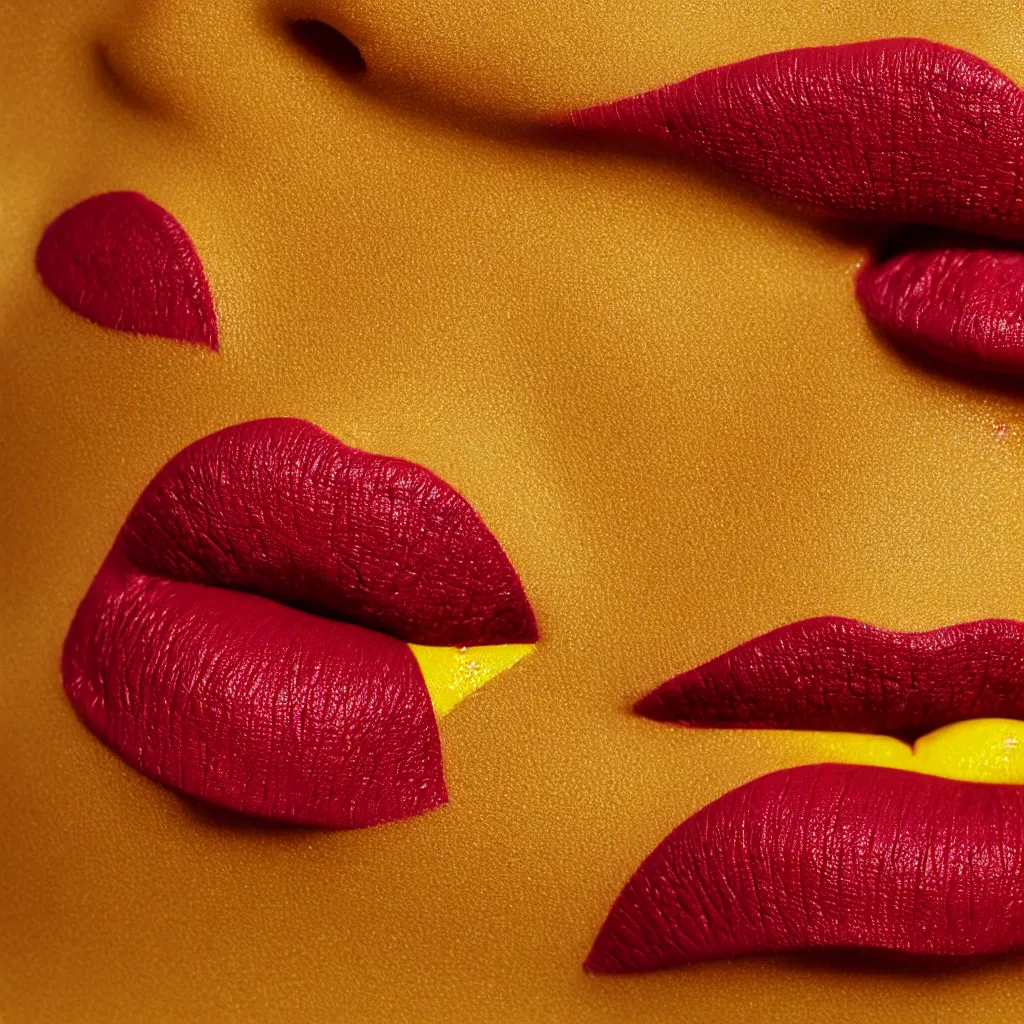 Prompt: close - up of lipstick on yellow background, 8 k, high detail, photorealistic, proper shading