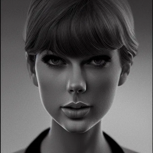 Prompt: a front - faced clear close - up studio portrait of taylor swift looking slightly to the right, dramatic cinematic lighting, trending on artstation, fine details, 8 k, highly detailed, beautifully composed