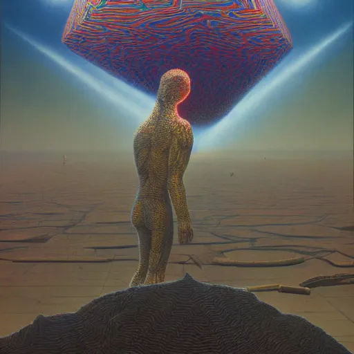 Image similar to fbi agent having psychedelic geometric visions, beksinski, wayne barlowe, very coherent symmetrical artwork, cinematic, hyper realism, high detail, octane render, 8 k