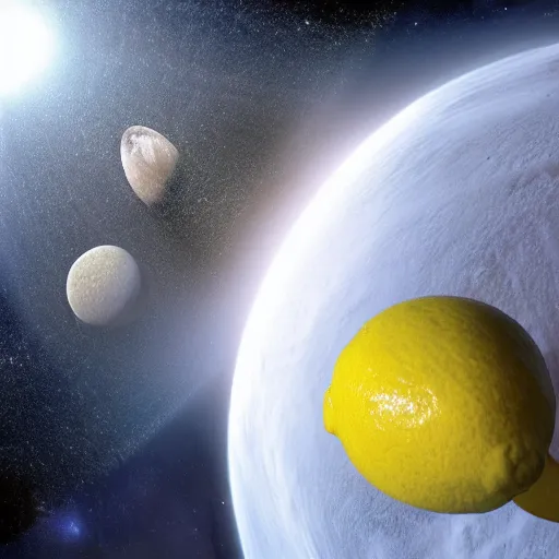 Image similar to planet in shape of lemon, photo by hubble telescope