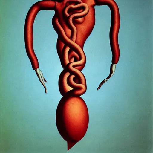 Prompt: magritte painting of abdominal aortic aneurysm