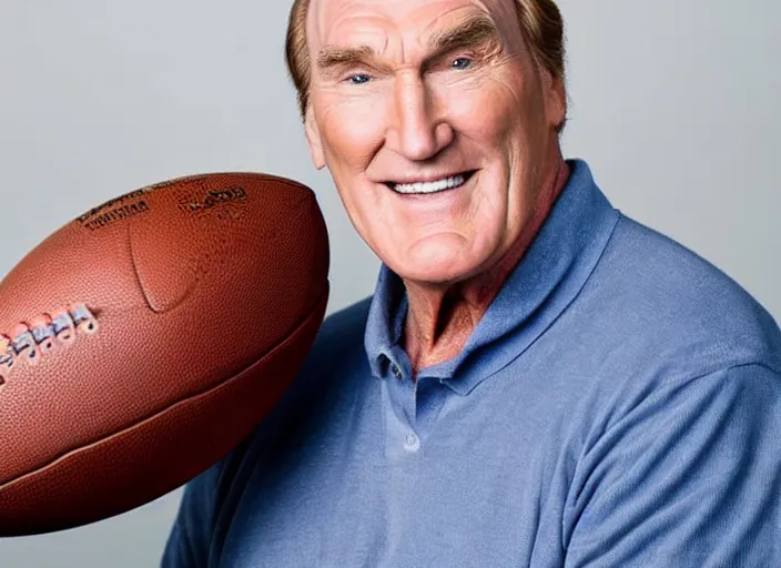 Prompt: studio portrait photo still of craig t nelson!!!!!!!! at age 3 3 years old 3 3 years of age!!!!!!! holding a football, 8 k, 8 5 mm f 1. 8, studio lighting, rim light, right side key light