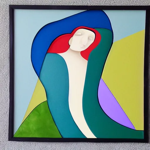 Prompt: woman woman as the natural landscape, her curves form the mountains and rivers of this land, high quality art in the style of cubism and georgia o'keefe,