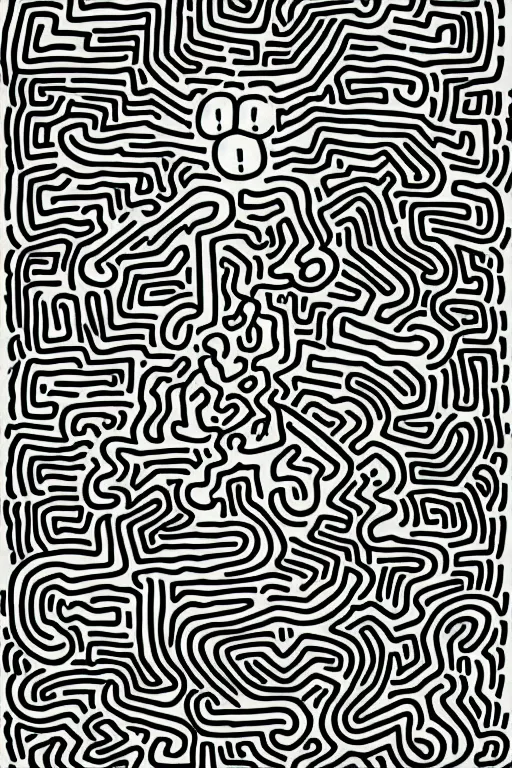 Prompt: junji ito x keith haring collaboration art, digital illustration