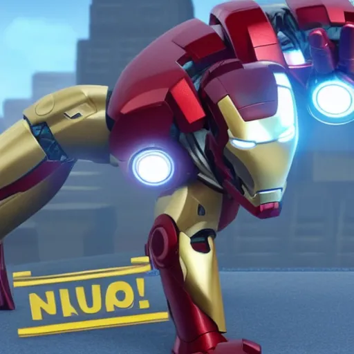 Image similar to Film still of Iron Man, from Animal Crossing: New Horizons (2020 video game)