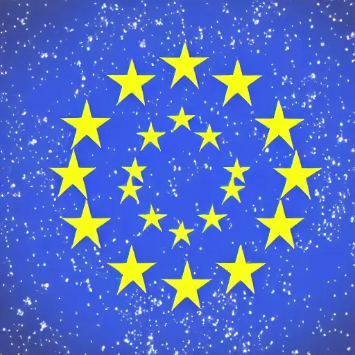 Image similar to the eu flag but the stars are replaced with crowns