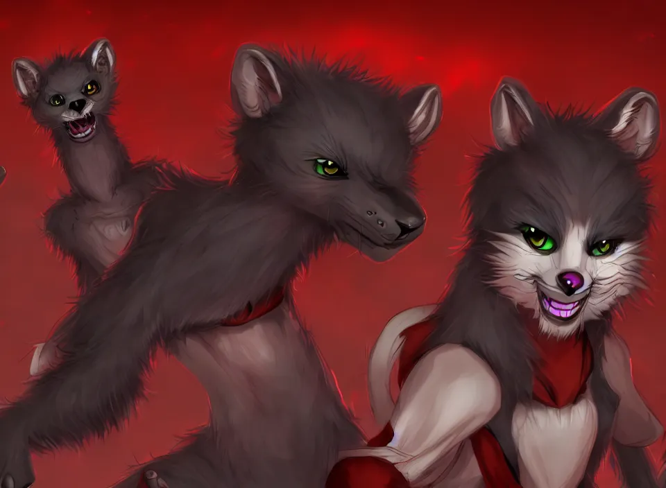 Prompt: furry - male - red - black - weasel - necromancer - fursona uhd ue 5 visual novel pc game expressions