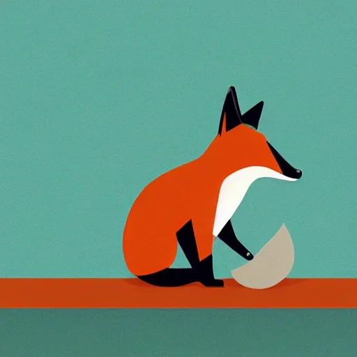 Prompt: a fox pointing to a blank presentation by dean macadam and james gilleard, digital art