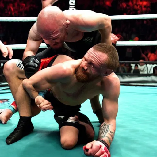 Image similar to gollum wrestling with conor mcgregor