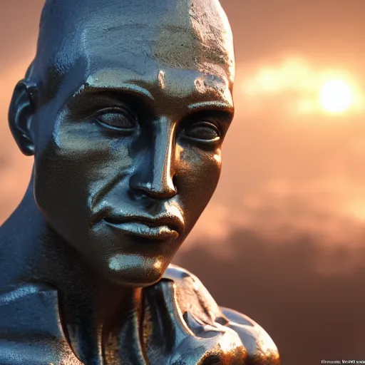 Prompt: portrait of homo sapiens gold statue reflect chrome, 8 k uhd, unreal engine, octane render in the artstyle of finnian macmanus, john park and greg rutkowski