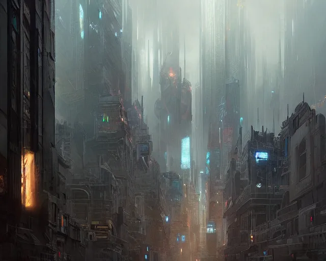 Image similar to great 5-dimensional city, a sci-fi digital painting by Greg Rutkowski and James Gurney, trending on Artstation, eerily beautiful, highly detailed