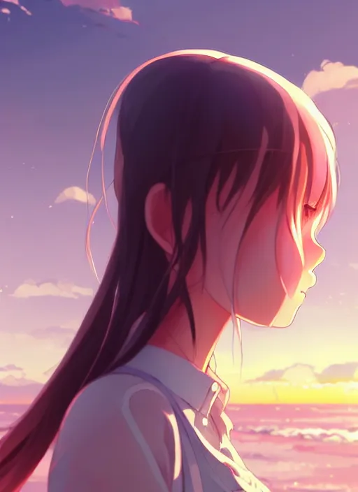 prompthunt: profile portrait of most beautiful anime woman ,detailed  eyes,look up to the stars ,happy sunshine dazzling ,gorgeous side view  ,kawaii,low angle shot