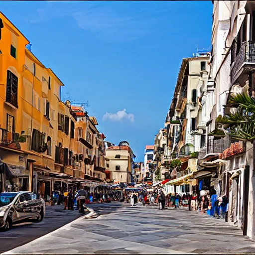 Prompt: busy Naples street scene