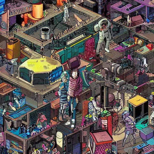 Prompt: cyberpunk where's Waldo picture, super detailed