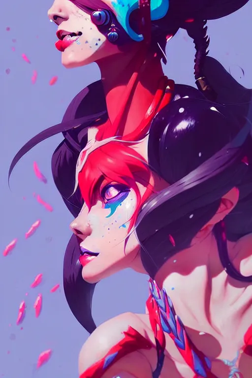 Image similar to a ultradetailed painting of jinx from league of legends by conrad roset, greg rutkowski and makoto shinkai trending on artstation