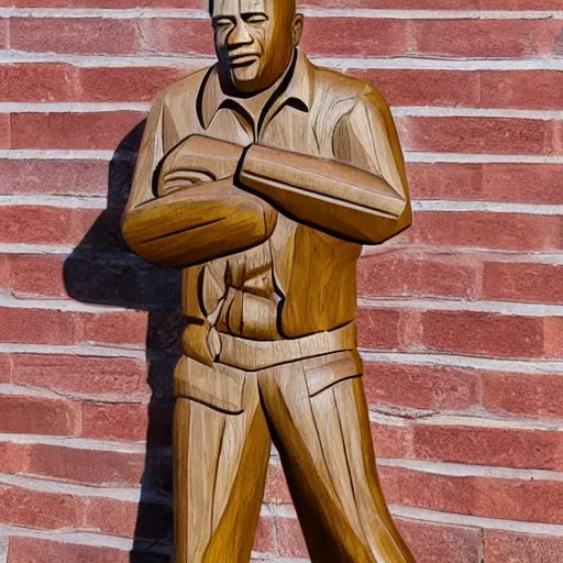 Image similar to wooden carving statue of cj from grove street