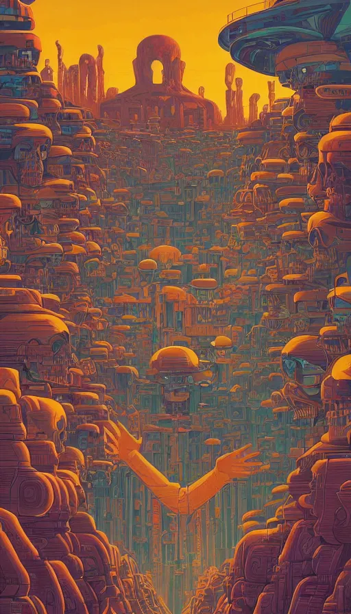 Image similar to The land of the skull androids, italian futurism, Dan Mumford, Josan Gonzalez