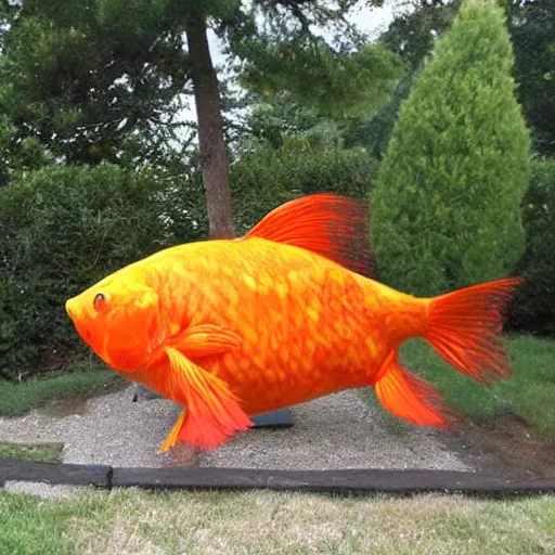 Image similar to a giant goldfish, outdoors, craigslist photo