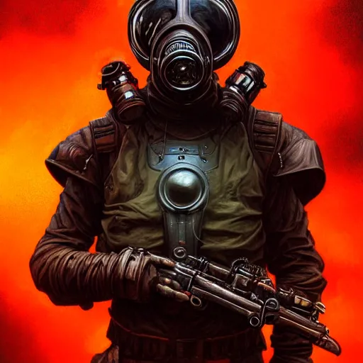 Image similar to commission of a man wearing a black helmet and a black gas mask,red glowing eyes,digital art,crazy detail,hyperdetailed,hyperrealistic,photorealistic,art by greg rutkowski,trevor henderson,artstation,deviantart,eerie,western comic style,comic,sharp lineart