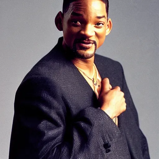 Image similar to will smith with a mullet, photograph