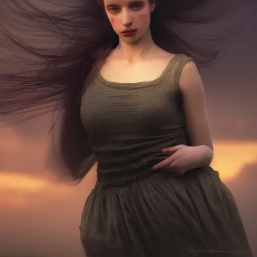 Image similar to photographic portrait of a stunningly beautiful gothic female in soft dreamy light at sunset, by edward robert hughes, annie leibovitz and steve mccurry, david lazar, jimmy nelsson, breathtaking, 8 k resolution, extremely detailed, beautiful, establishing shot, artistic, hyperrealistic, beautiful face, octane render