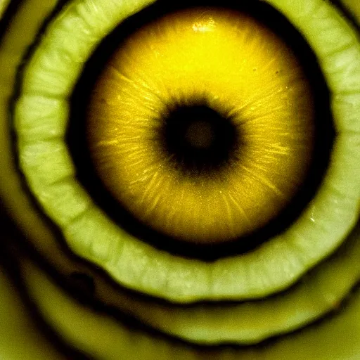 Image similar to iris of an eye that looks like lemon slices, photography