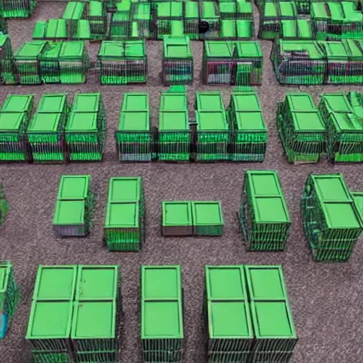 Image similar to a picture of a warehouse full of boxes with green square outlines over each one