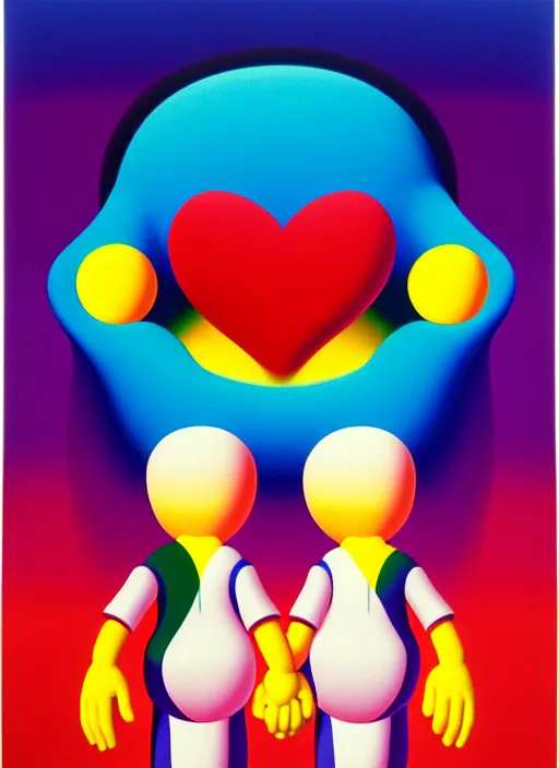 Image similar to finding love by shusei nagaoka, kaws, david rudnick, airbrush on canvas, pastell colours, cell shaded, 8 k