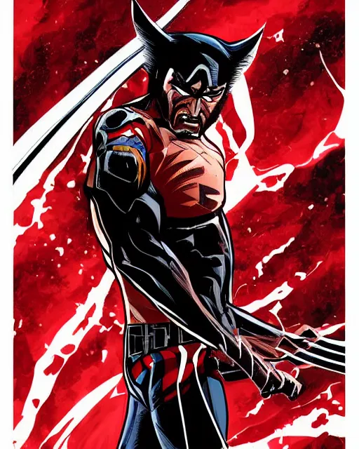 Image similar to portrait comic art of marvels wolverine, black and red color scheme, by inhyuck lee