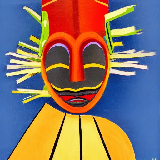 Image similar to Art in the style of Laszlo Noholy-Nagy, Georgia Anne Muldrow, side portrait, tribal mask inside mask, afrocentric mysticism