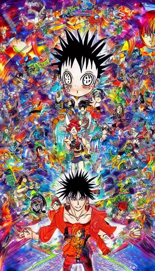 Image similar to psytrance artwork, by yoshihiro togashi