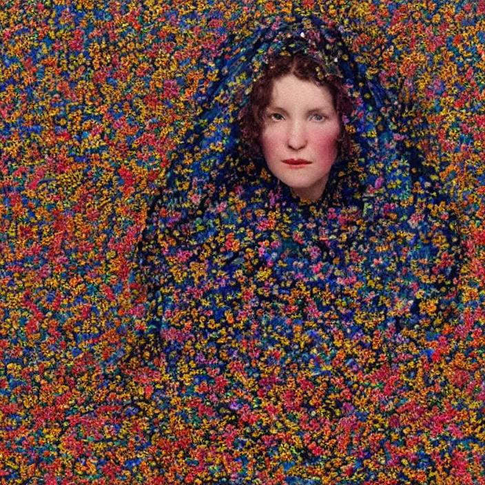 Prompt: a closeup portrait of a woman wearing a cloak, swimming in a pool of millions of butterflies, color photograph, by vincent desiderio, canon eos c 3 0 0, ƒ 1. 8, 3 5 mm, 8 k, medium - format print