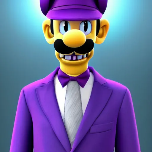 Image similar to stunning award winning hyperrealistic hdr 8 k highly detailed portrait photo of waluigi as a real human!!!!!!!!