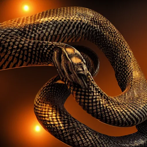 Image similar to skeleton snake, 8 k, 4 d cinema, hyperdetalied, high rendering, horror, cgsociety, artstation,