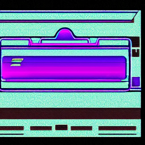 Prompt: A synthwave cigar inspired by Tron, Trending on Artstation, Digital screenshot,. Faded film grain, 1980s Computer Graphics,