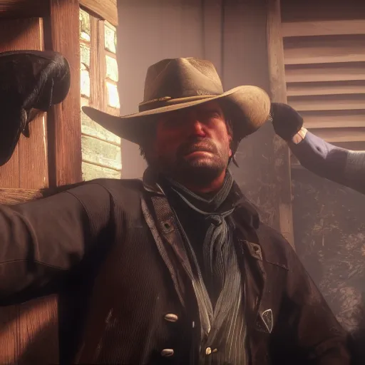 Arthur Morgan punching Micah Bell, Red Dead Redemption, Stable Diffusion