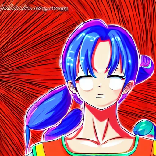 Image similar to fusion of chi - chi and bulma, digital art, high quality anime artstyle, intricate