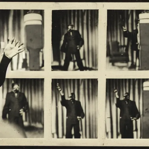 Image similar to a film strip reel of a man waving his arm from left to right