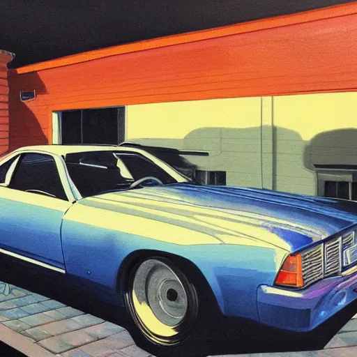 Image similar to detailed details photorealistic pictures of car garage in the style of bob peak and alex ross, gouache and wash paints color, detailed details object proportionate, detailed 5 k details.