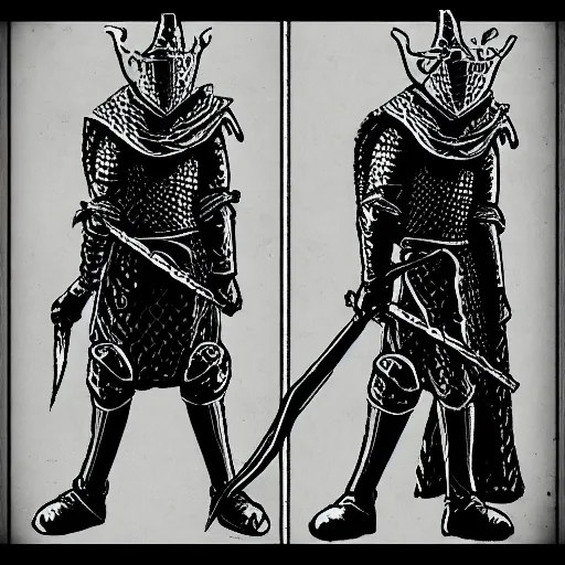 Image similar to A knight in the style of Kentaro Miura