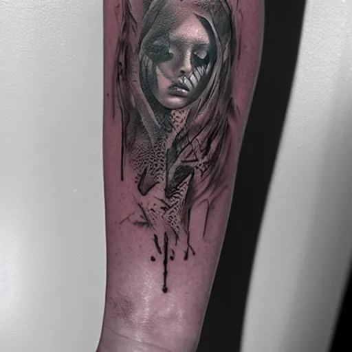 Prompt: tattoo by stephen gammell