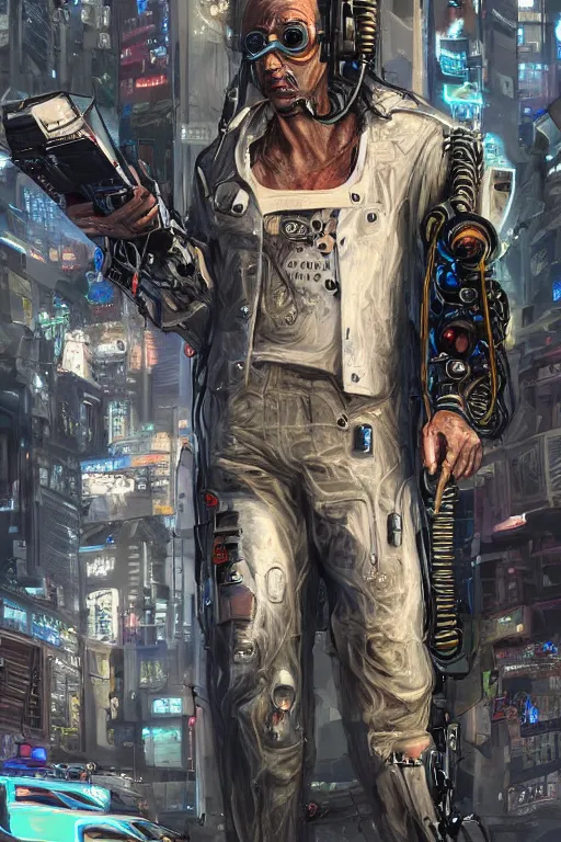 Prompt: manfred clynes as a cyberpunk cyborg