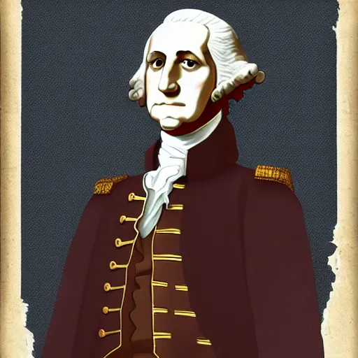 Prompt: portrait of George Washington in the style of Fullmetal Alchemist: Brotherhood