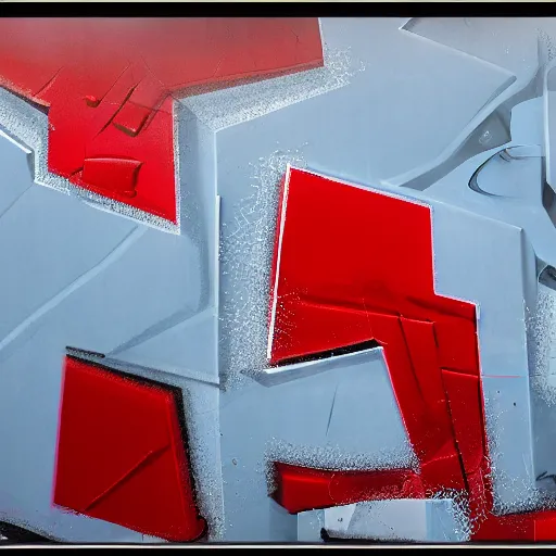 Prompt: abstract intricate 3 d fidenza red white ice style graffiti
