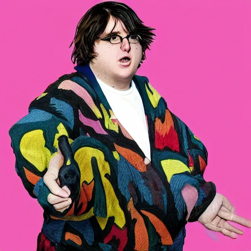 Image similar to andy milonakis as a goat, goat body, human head, anthropomorphic, 4 k, photorealistc, high details